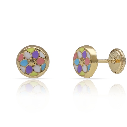 [P1587] PENDIENTES ORO 18KL REDONDOS ESMALTADOS - 6MM