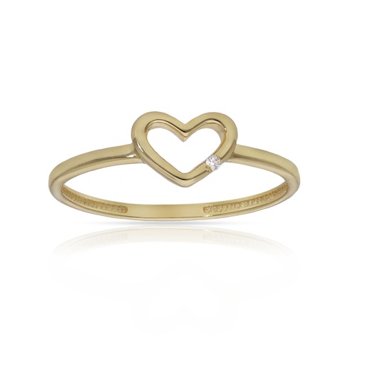 SORTIJA ORO 18KL CORAZON + CIRCONITA