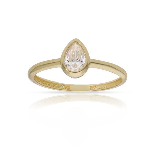 SORTIJA ORO 18KL LAGRIMA + CIRCONITA