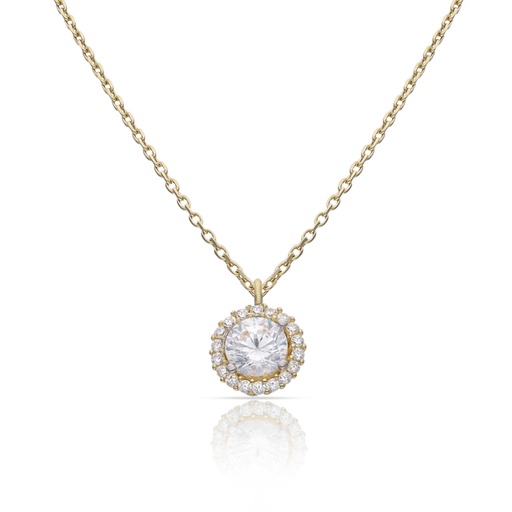 [G1144] GARGANTILLA ORO 18KL CERCO CIRCONITAS + PIEDRA CIRCONITA - 7MM