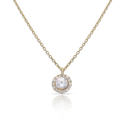 [G1136] GARGANTILLA ORO 18KL CERCO CIRCONITAS + PIEDRA CIRCONITA - 6MM