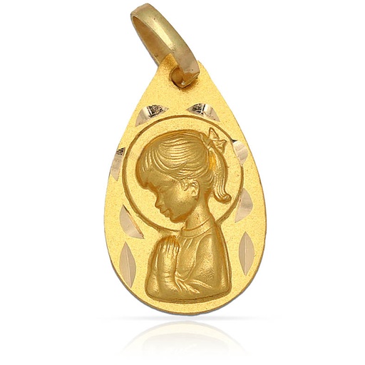 [AG4127] MEDALLA PLATA CHAPADA EN ORO VIRGEN NIÑA - 13x22MM
