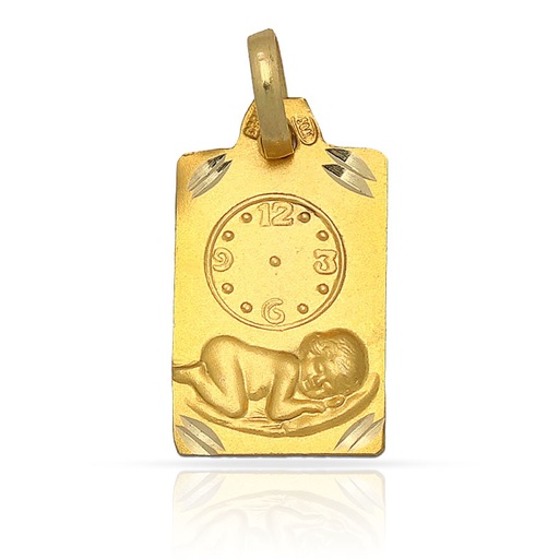 MEDALLA PLATA CHAPADA EN ORO RELOJ - 11x16MM