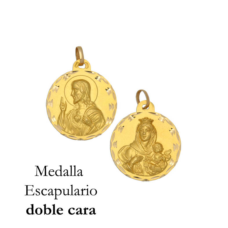 MEDALLA PLATA CHAPADA EN ORO ESCAPULARIO - 13MM