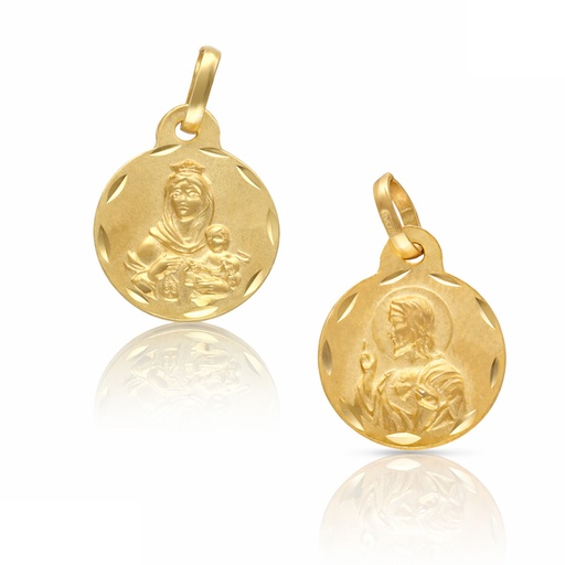 [AG4117] MEDALLA PLATA CHAPADA EN ORO ESCAPULARIO - 14MM