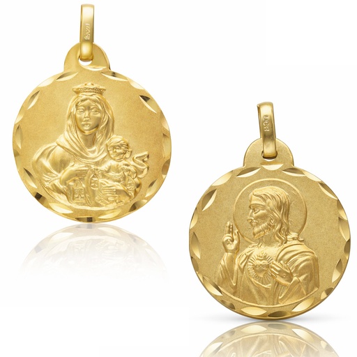 [AG4115] MEDALLA PLATA CHAPADA EN ORO ESCAPULARIO - 20MM