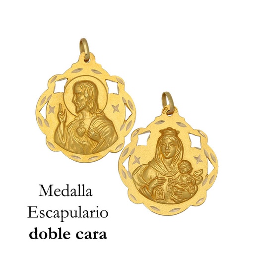 [AG4112] MEDALLA PLATA CHAPADA EN ORO ESCAPULARIO - 20x23MM