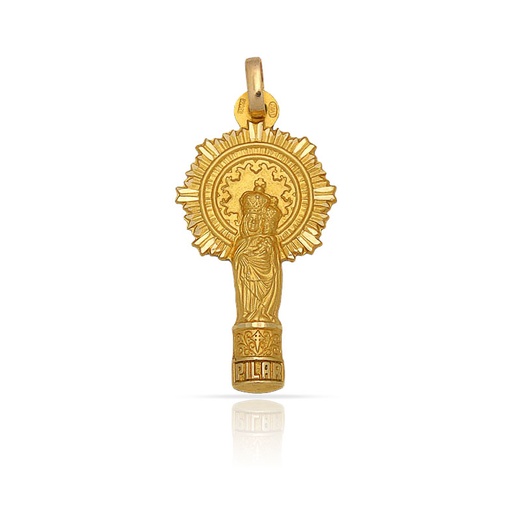 [AG4098] MEDALLA PLATA CHAPADA EN ORO V. DEL PILAR - 12x23MM