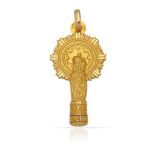 [AG4097] MEDALLA PLATA CHAPADA EN ORO V. DEL PILAR - 15x29MM