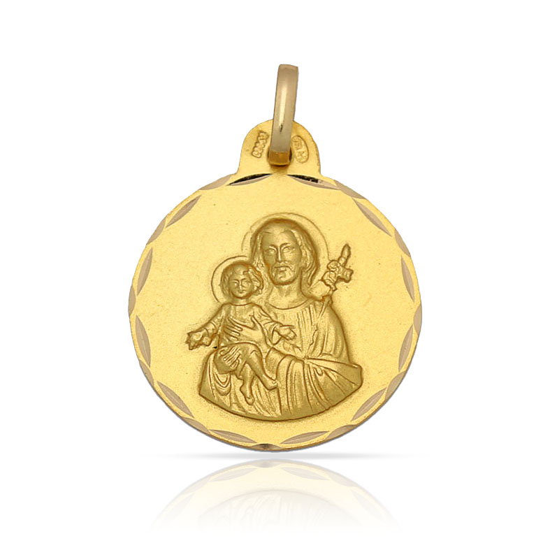 MEDALLA PLATA CHAPADA EN ORO SAN JOSE - 17MM