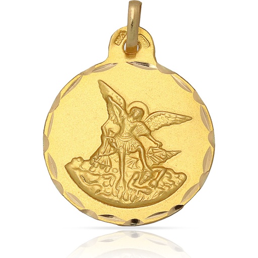 [AG4086] MEDALLA PLATA CHAPADA EN ORO SAN MIGUEL - 21MM