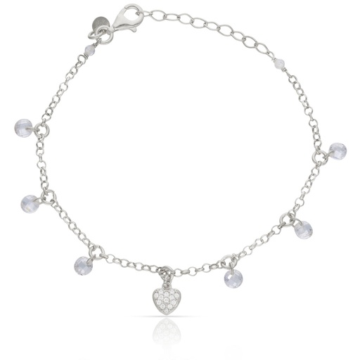 [AG9073] PULSERA PLATA 925MM CORAZON + CIRCONITAS