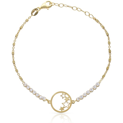 [AG9068] PULSERA PLATA CHAPADA EN ORO CIRCULO ESTRELLAS