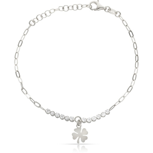 [AG9055] PULSERA PLATA 925MM TREBOL DE LA SUERTE + CIRCONITAS