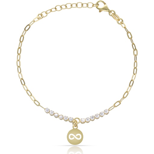 PULSERA PLATA CHAPADA EN ORO INFINITO + CIRCONITAS