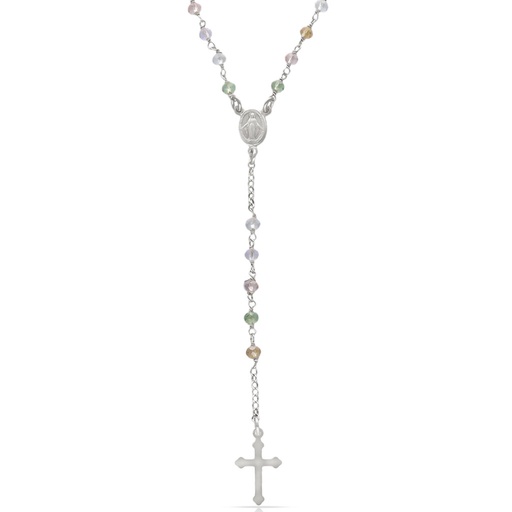 [AG8015] ROSARIO PLATA 925MM PIEDRAS MULTICOLOR