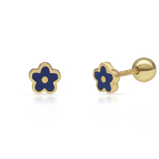 [AG1821] PENDIENTES PLATA CHAPADA ORO FLOR ESMALTADA - 5MM