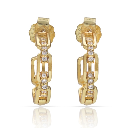 [AG1811] AROS PLATA CHAPADA ORO ESLABONES + CIRCONITAS - 12MM