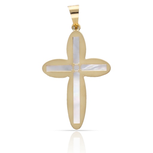 [C516] CRUZ ORO 18KL NACAR - 15x22MM