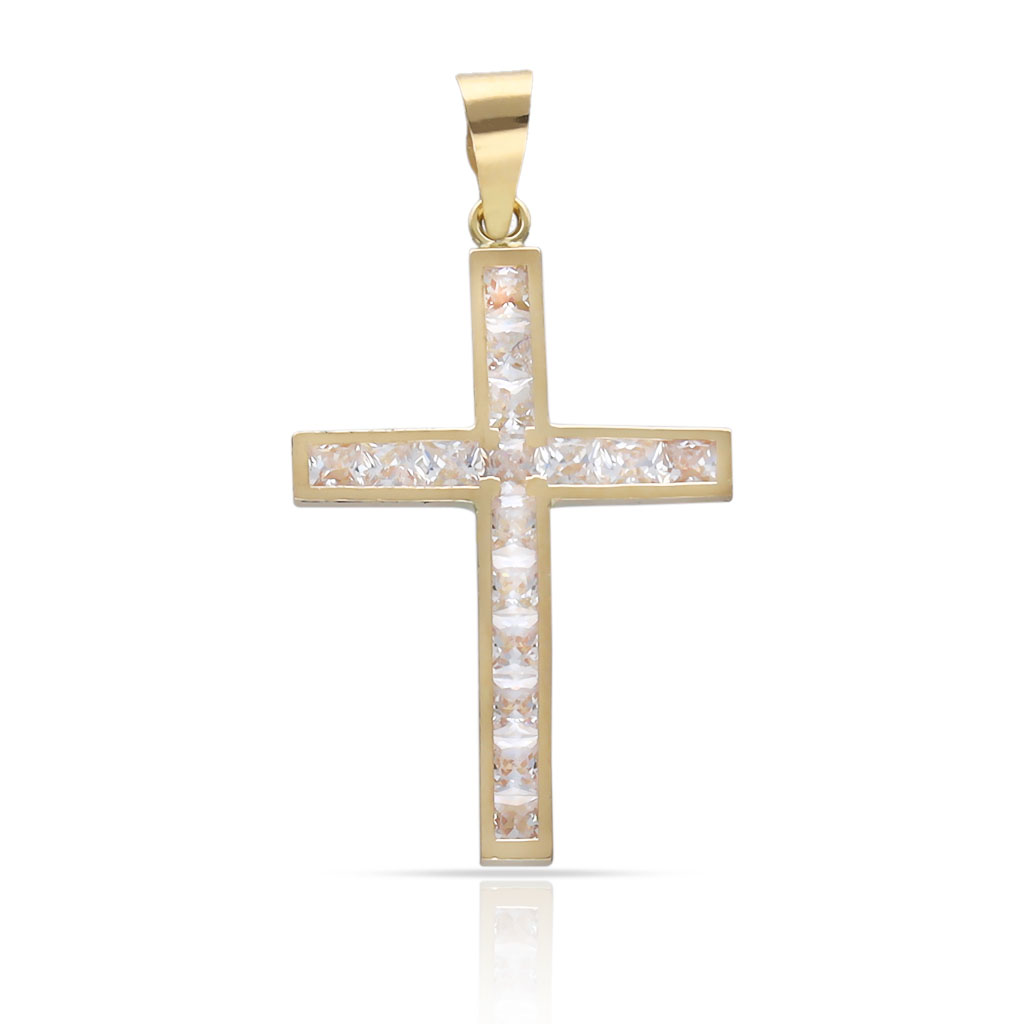 CRUZ ORO 18KL CIRCONITAS - 14x20MM