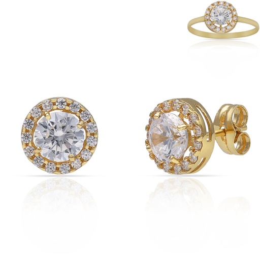 [P3246] PENDIENTES ORO 18KL CIRCONITAS - 8MM