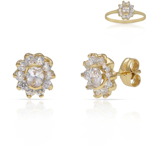 [P3245] PENDIENTES ORO 18KL ROSETON CIRCONITAS - 7x8MM