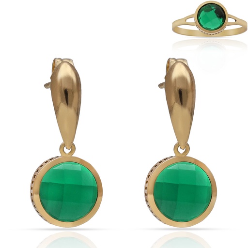 [P3242] PENDIENTES ORO 18KL PIEDRAS VERDES - 8.50x20MM