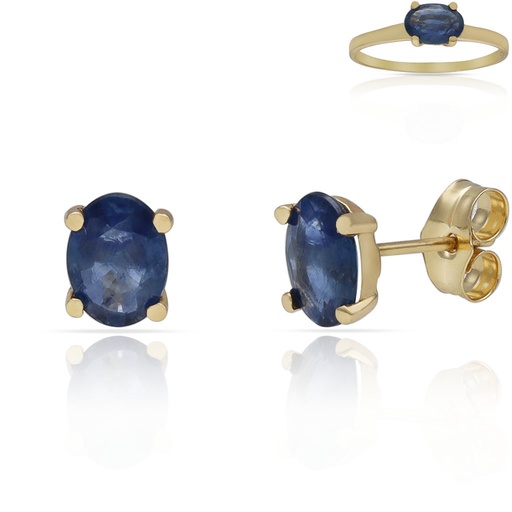 [P3226] PENDIENTES ORO 18KL ZAFIROS FINOS - 5x7MM