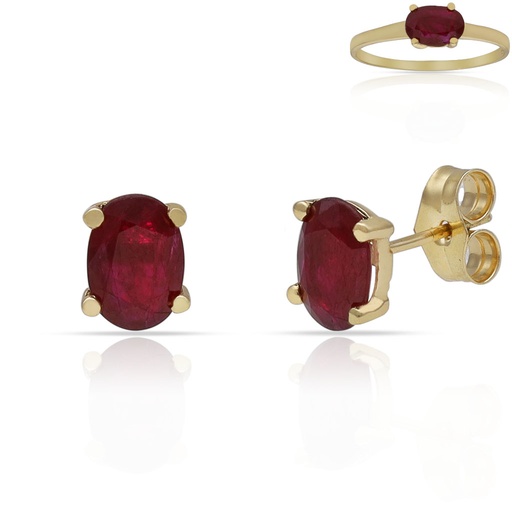 [P3225] PENDIENTES ORO 18KL RUBIES FINOS - 5x7MM