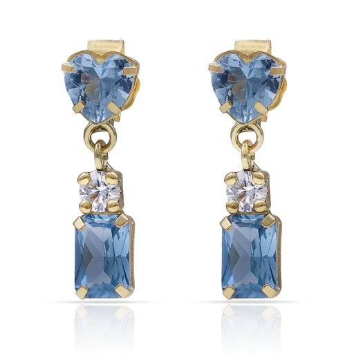 [P1617] PENDIENTES ORO 18KL PIEDRAS AGUA CORAZÓN - 5.50x18MM