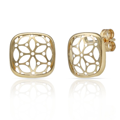 [P1613] PENDIENTES ORO 18KL FLOR CALADA - 10.50x10.50MM