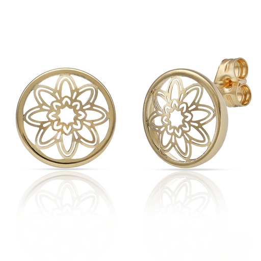 [P1609] PENDIENTES ORO 18KL FLOR CALADA - 10.50MM