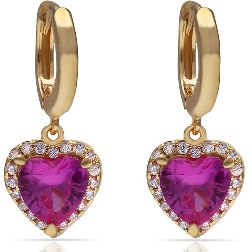 [AG1837] PENDIENTES PLATA CHAPADA ORO CORAZON PIEDRA ROJA