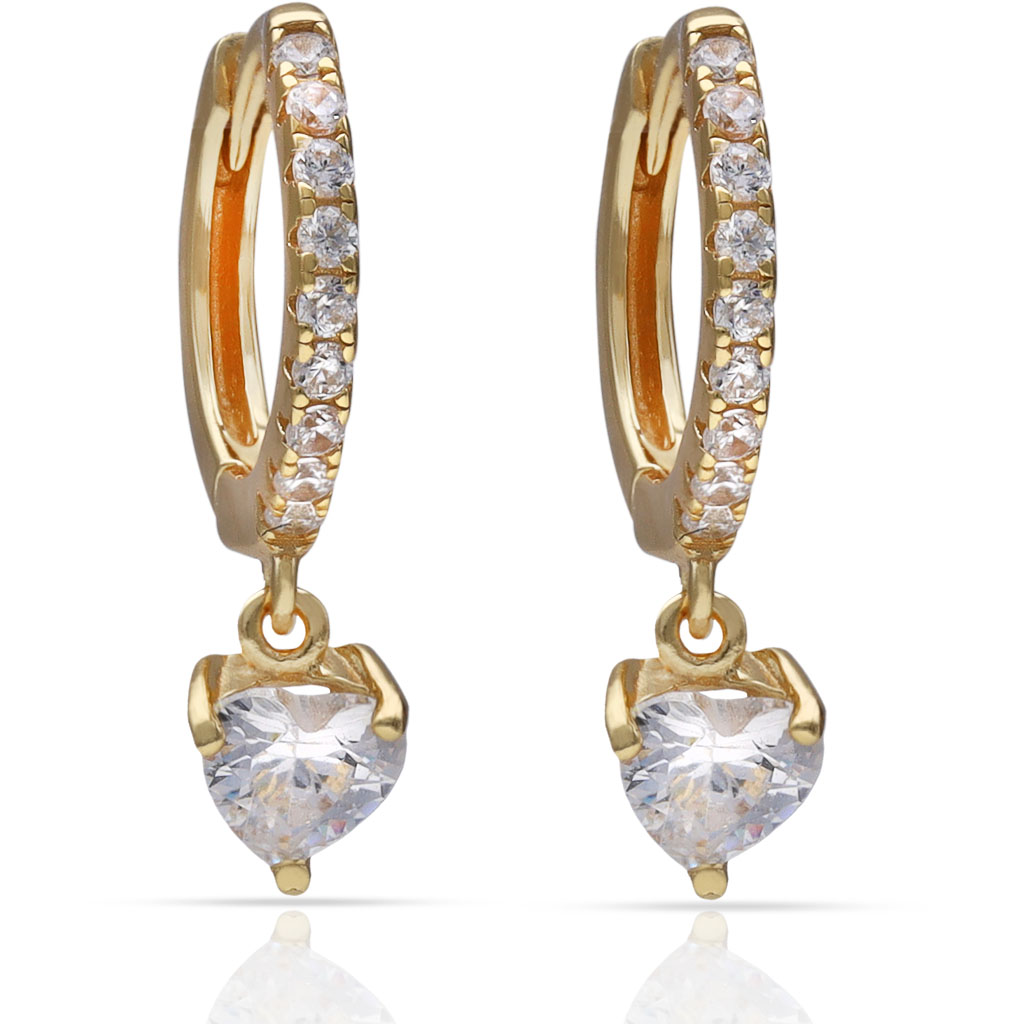 PENDIENTES PLATA CHAPADA ORO CORAZON CIRCONITAS