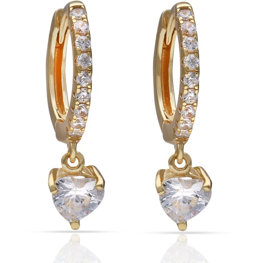 [AG1831] PENDIENTES PLATA CHAPADA ORO CORAZON CIRCONITAS