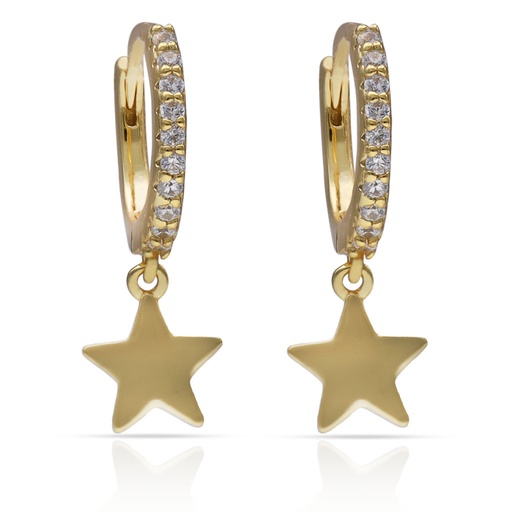 [AG1827] PENDIENTES PLATA CHAPADA ESTRELLAS + CIRCONITAS