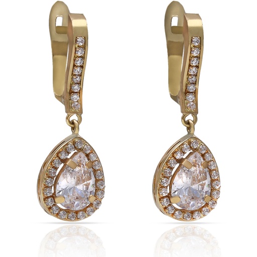 [P1636] PENDIENTES ORO 18KL CIRCONITAS - 8x24MM