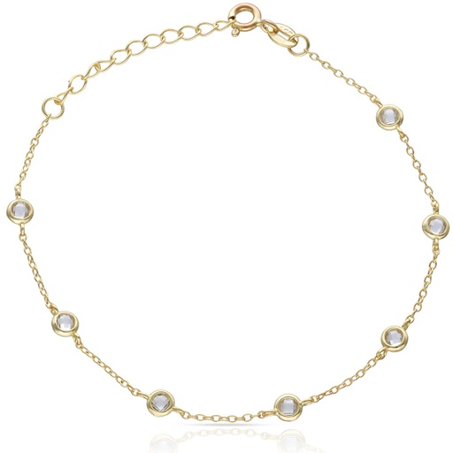 [AG9094] PULSERA PLATA CHAPADA EN ORO CHATONES