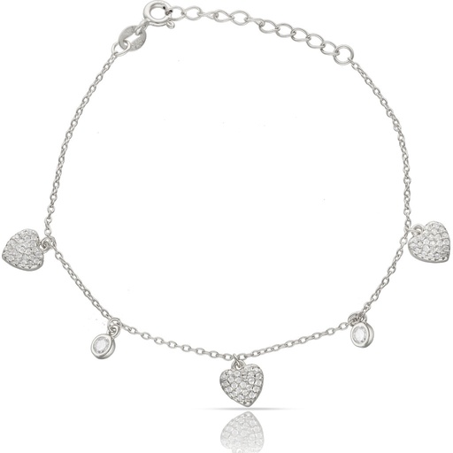 [AG9091] PULSERA PLATA 925MM CORAZON + CIRCONITAS