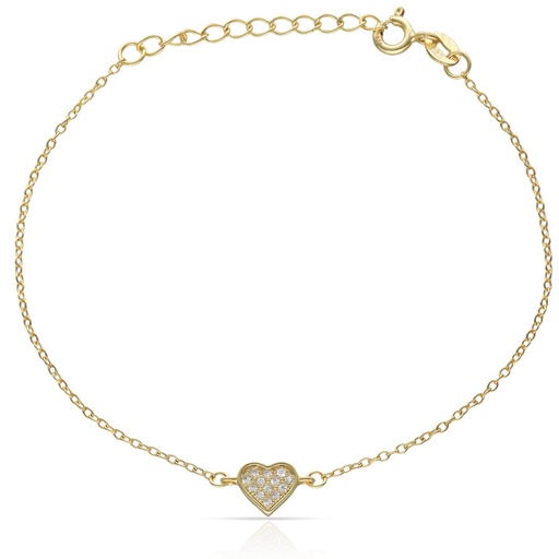 [AG9084] PULSERA PLATA CHAPADA EN ORO CORAZON CIRCONITAS