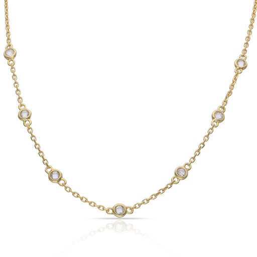 [AG8040] GARGANTILLA PLATA CHAPADA EN ORO CHATONES