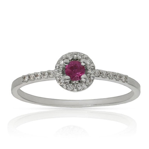 SORTIJA ORO BLANCO 18KL RUBÍ + DIAMANTES - STOCK