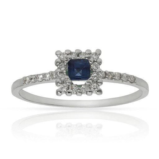 SORTIJA ORO BLANCO 18KL ZAFIRO + DIAMANTES - STOCK