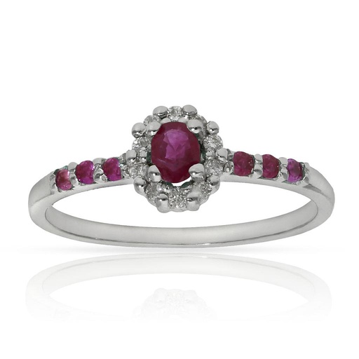 SORTIJA ORO BLANCO 18KL RUBIES + DIAMANTES - STOCK