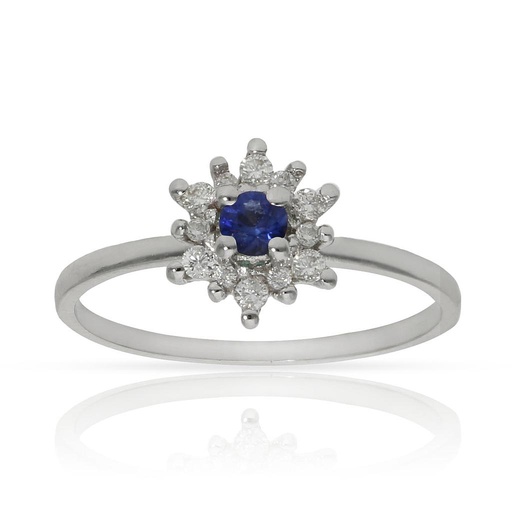 SORTIJA ORO BLANCO 18KL ZAFIRO + DIAMANTES - STOCK