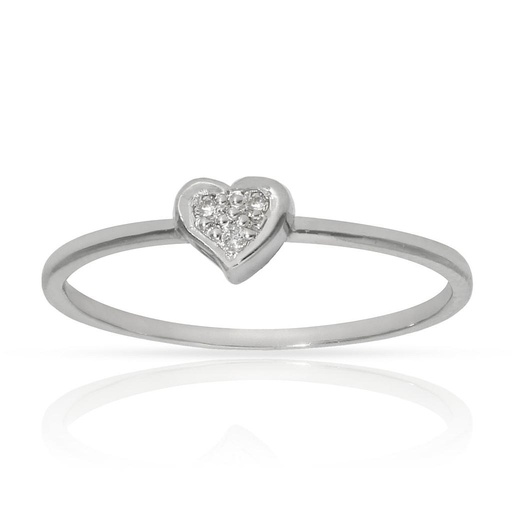 SORTIJA ORO BLANCO 18KL CORAZON DIAMANTES - STOCK