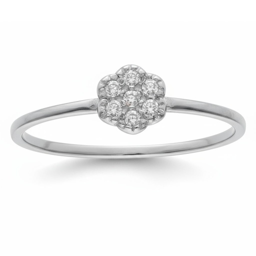 SORTIJA ORO BLANCO 18KL FLOR DIAMANTES - STOCK