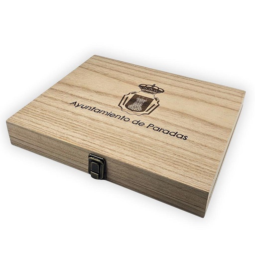 [ESTMADERA] ESTUCHE MADERA PLACA DE HOMENAJE - 28x23CM