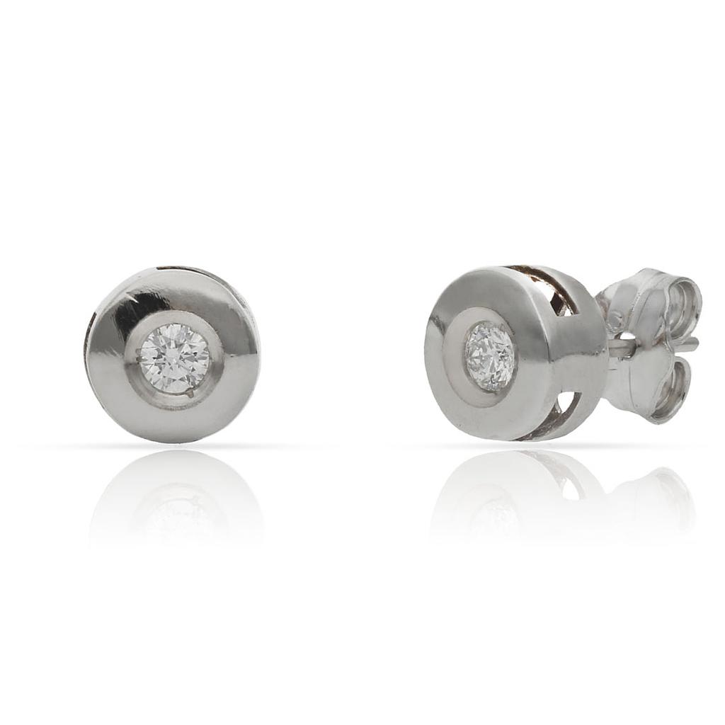 PENDIENTES ORO BLANCO 18KL DIAMANTES CHATON - 7.50MM - STOCK