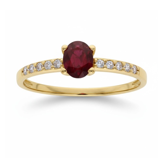 SORTIJA ORO 18KL RUBI FINO + CIRCONITAS